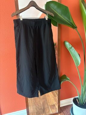 Old Navy Black High-Rise Wide-Leg Large Petite Pants Gauze